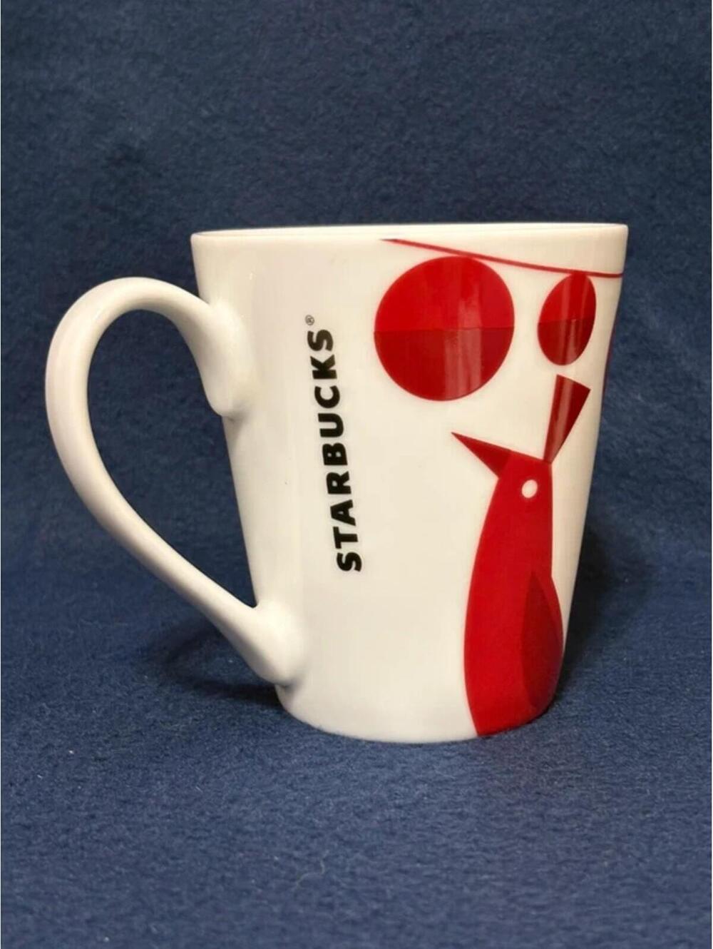 Starbucks 2012 Christmas Holiday Coffee Cup Mug Red White Birds Ornaments